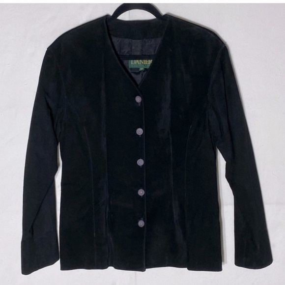 Vintage Danier Black Suede Button Front Light Jacket 90s Blazer S - Picture 13 of 13